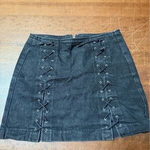 Topshop Black Lace-Up Mini Skirt